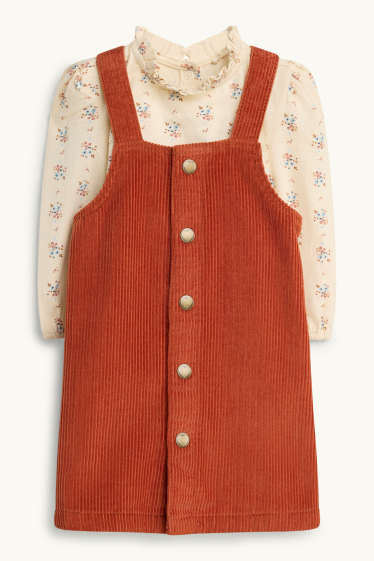 Neonate - Completo per neonate - 2 pezzi - arancione / beige