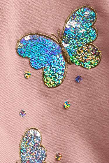 Kinder Mädchen - Schmetterling - Sweatshirt - Glanz-Effekt - rosa