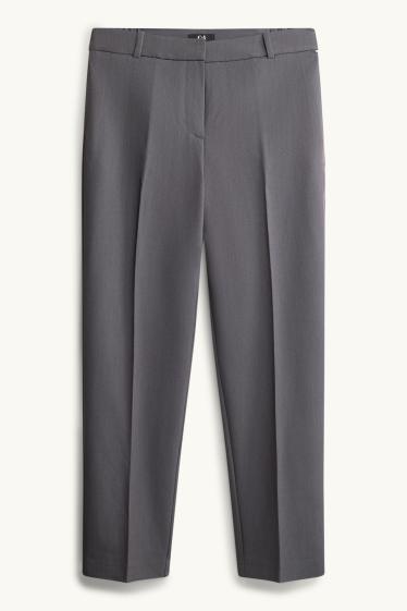Femmes - Pantalon de bureau - mid waist - cigarette fit - gris