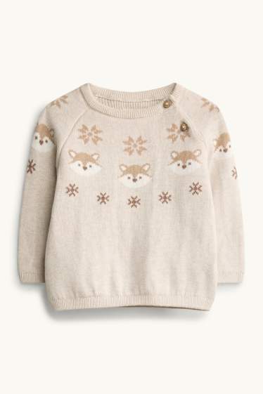 Baby Boys - Fox and snowflakes - newborn outfit - 2 piece - beige / brown