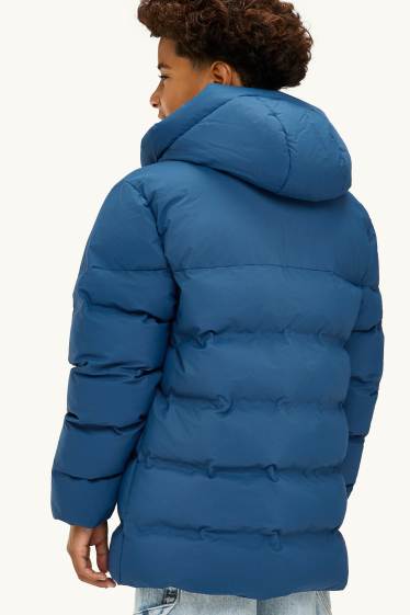Kinder Buben - Funktions-Steppjacke mit Kapuze - gefüttert - blau