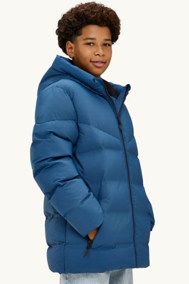 Kinder Buben - Funktions-Steppjacke mit Kapuze - gefüttert - blau