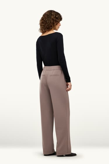 Damen - Business-Hose - Mid Waist - Wide Leg - braun
