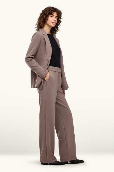 Damen - Business-Hose - Mid Waist - Wide Leg - braun