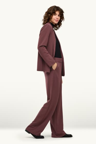 Femmes - Pantalon de bureau - mid waist - wide leg - bordeaux