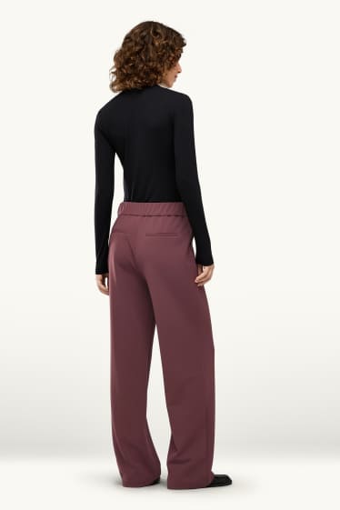 Femmes - Pantalon de bureau - mid waist - wide leg - bordeaux