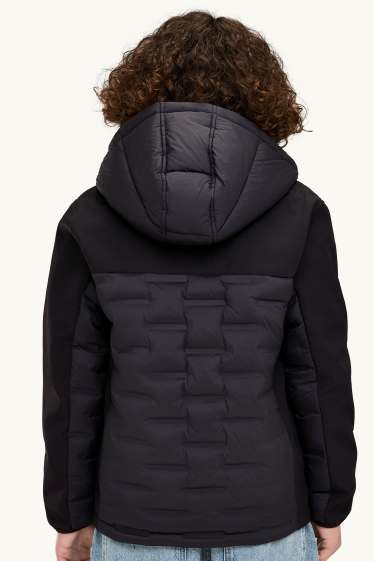 Children Boys - Softshell jacket with hood - water-repellent - black