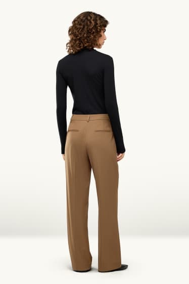 Donna - Pantaloni business - vita media - straight fit - marrone