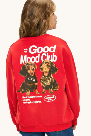 Kinderen: meisjes - Teckel - sweatshirt - rood / wit