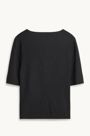 Donna - T-shirt - regular fit - a coste - nero