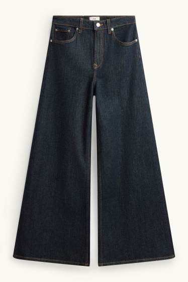 Damen - Wide Leg Jeans - High Waist  - dunkelblau