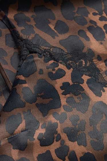 Damen - Crop Satin-Top - Leo-Print - braun