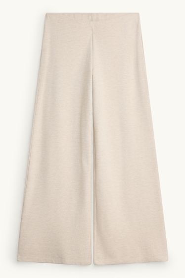 Femei - Pantaloni de trening - reiați - bej deschis