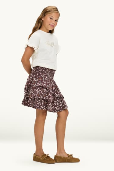 Enfants filles - Fleurs - jupe - marron