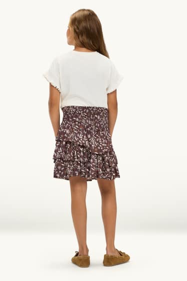 Enfants filles - Fleurs - jupe - marron