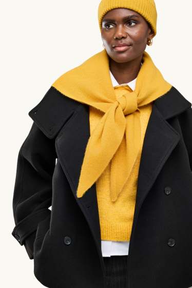 Women - Cashmere scarf - mustard yellow