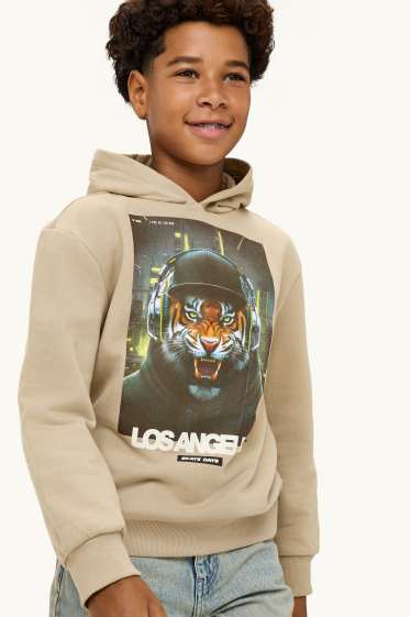 Enfants garçons - Lot de 2 - tigre et écouteurs - sweat à capuche et sweat - noir / beige