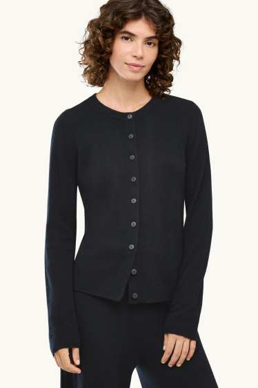 Dames - Gebreid vest van kasjmier - zwart