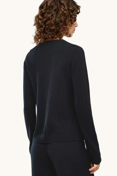 Dames - Gebreid vest van kasjmier - zwart