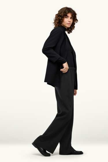Femmes - Pantalon de bureau - mid waist - wide leg - noir