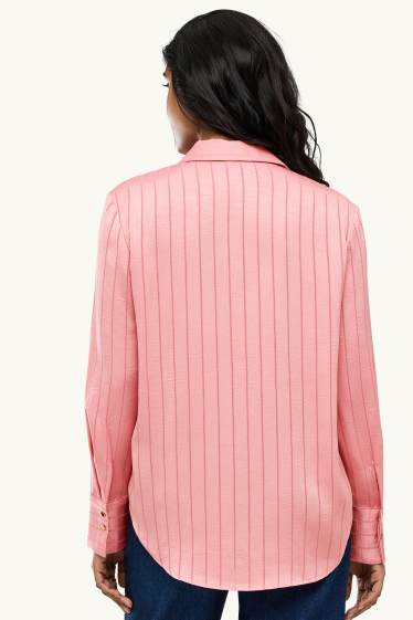 Donna - Blusa - motivo gessato - fucsia