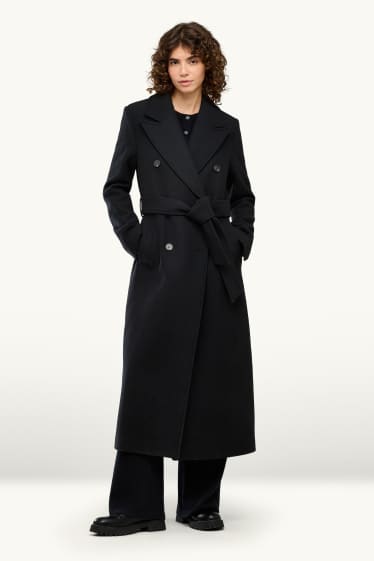 Femmes - Manteau - laine mélangée - noir