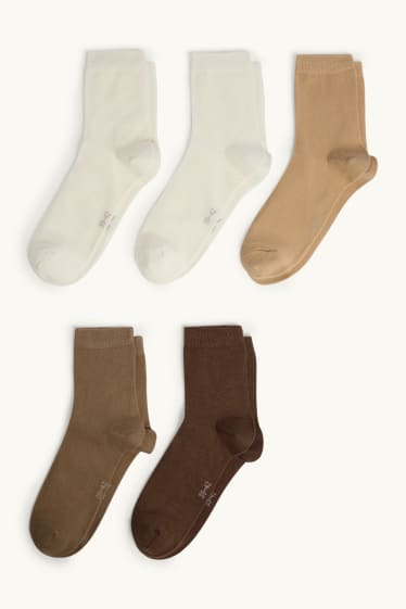 Women - Multipack of 5 - socks - beige / brown