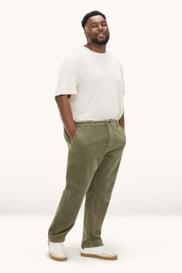 Hommes - Chino en velours côtelé - regular fit - vert foncé