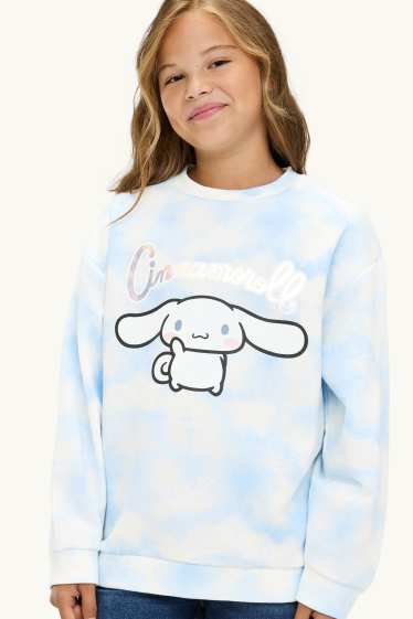 Children Girls - Cinnamoroll - sweatshirt - shiny - patterned - white / light blue