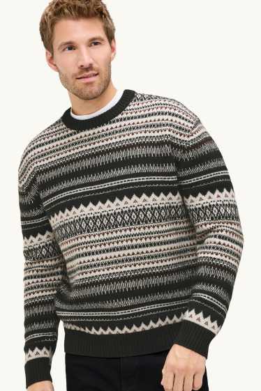 Hommes - Pull - à motif - noir / blanc