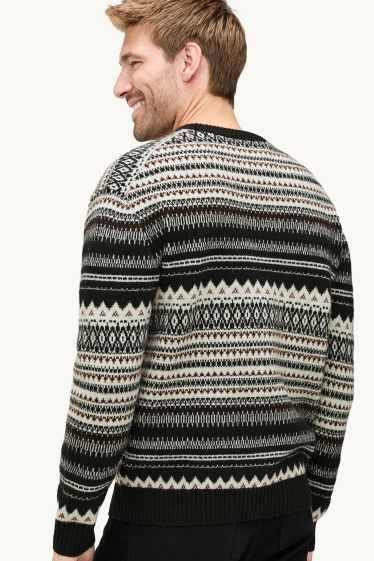 Hommes - Pull - à motif - noir / blanc