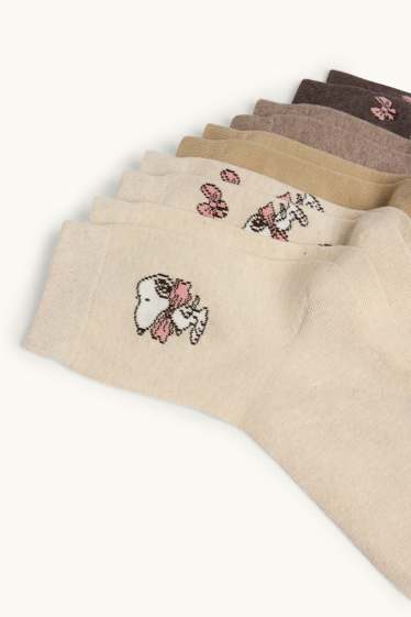 Dámské - Multipack 5 ks - ponožky s motivem - Snoopy - béžová/hnědá