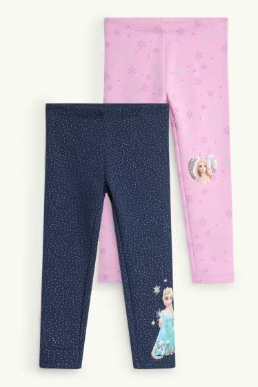 Enfants filles - Lot de 2 - La Reine des neiges - leggings - effet brillant - violet
