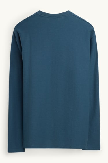Bărbați - Tricou cu mânecă lungă - relaxed fit - albastru închis