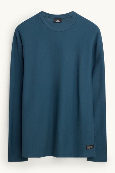 Bărbați - Tricou cu mânecă lungă - relaxed fit - albastru închis