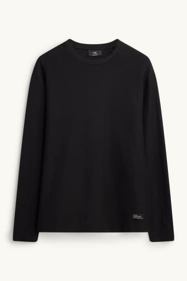 Bărbați - Tricou cu mânecă lungă - relaxed fit - negru