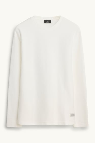 Herren - Langarmshirt - Relaxed Fit - weiß