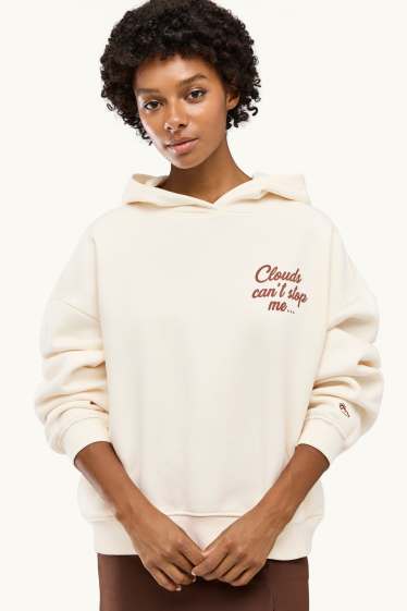 Femmes - Sweat à capuche Oversize - blanc crème