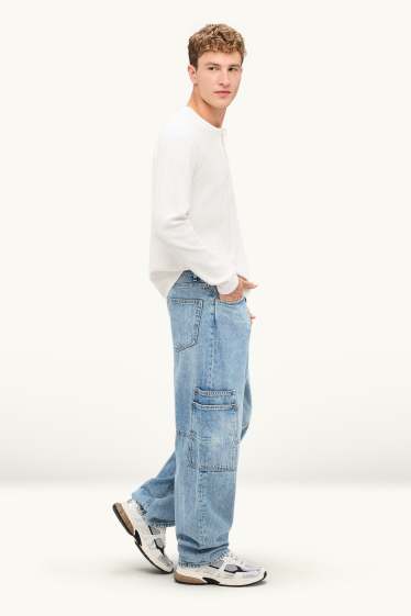 Herren - Cargo Jeans - Relaxed Fit - jeansblau