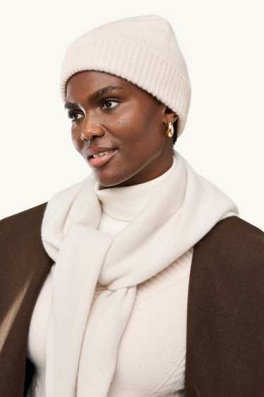 Women - Cashmere beanie - white