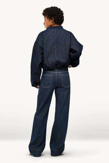 Dámské - Wide leg jeans - low waist - džíny - tmavomodré
