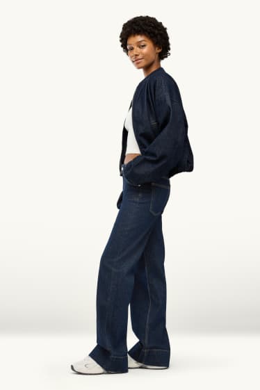 Dámské - Wide leg jeans - low waist - džíny - tmavomodré