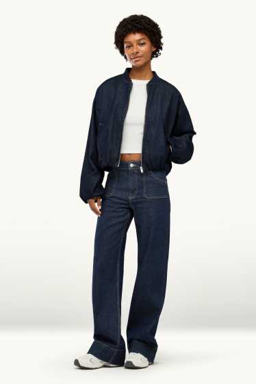 Dámské - Wide leg jeans - low waist - džíny - tmavomodré