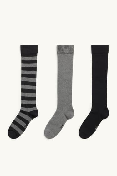 Dona - Paquet de 3 - mitjons fins als genolls - gris/negre