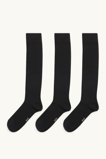 Women - Multipack of 3 - knee-high socks - black