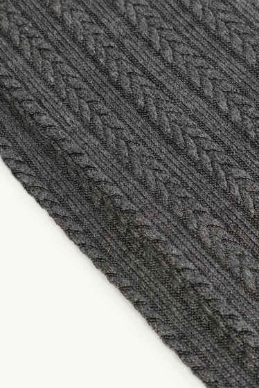 Women - Tights - cable knit pattern - dark gray