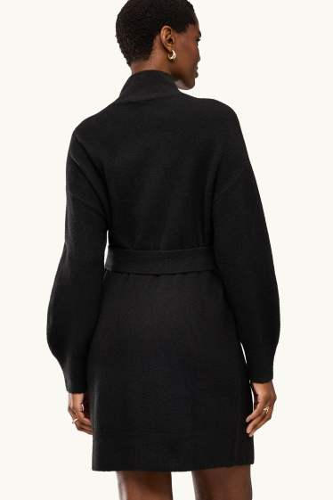 Dona - Vestit de punt amb cinturó - straight fit - negre