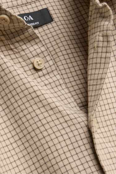 Hommes - Chemise - relaxed fit - col kent - à carreaux - beige / marron