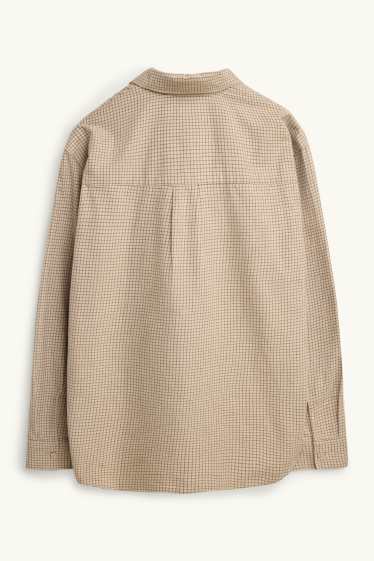 Hommes - Chemise - relaxed fit - col kent - à carreaux - beige / marron