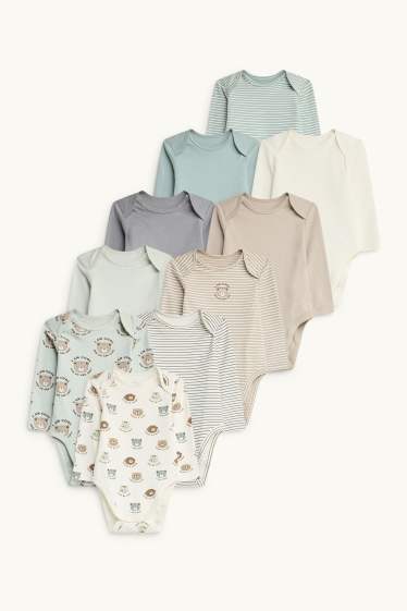 Unisex - Multipack 10 ks - medvídci - body pro miminka - zelená / krémově bílá